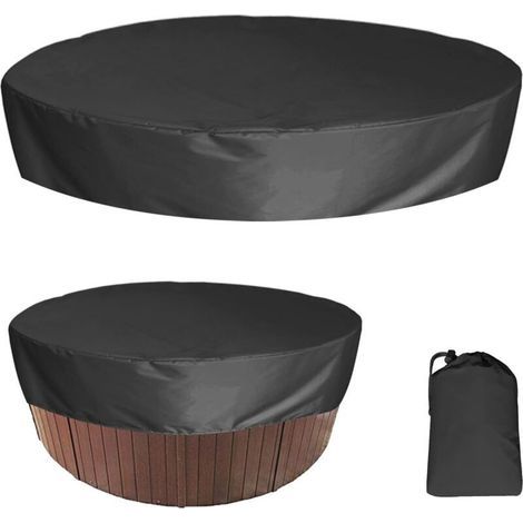 Wasserdichte Runde Spa-abdeckung, Outdoor-spa-badewannenabdeckungen, Wasserdichter Schutz Für Spa, Uv-beständige, Winddichte Badewannenabdeckung Für Schwimmbad, Schwarz, 200 X 30 Cm