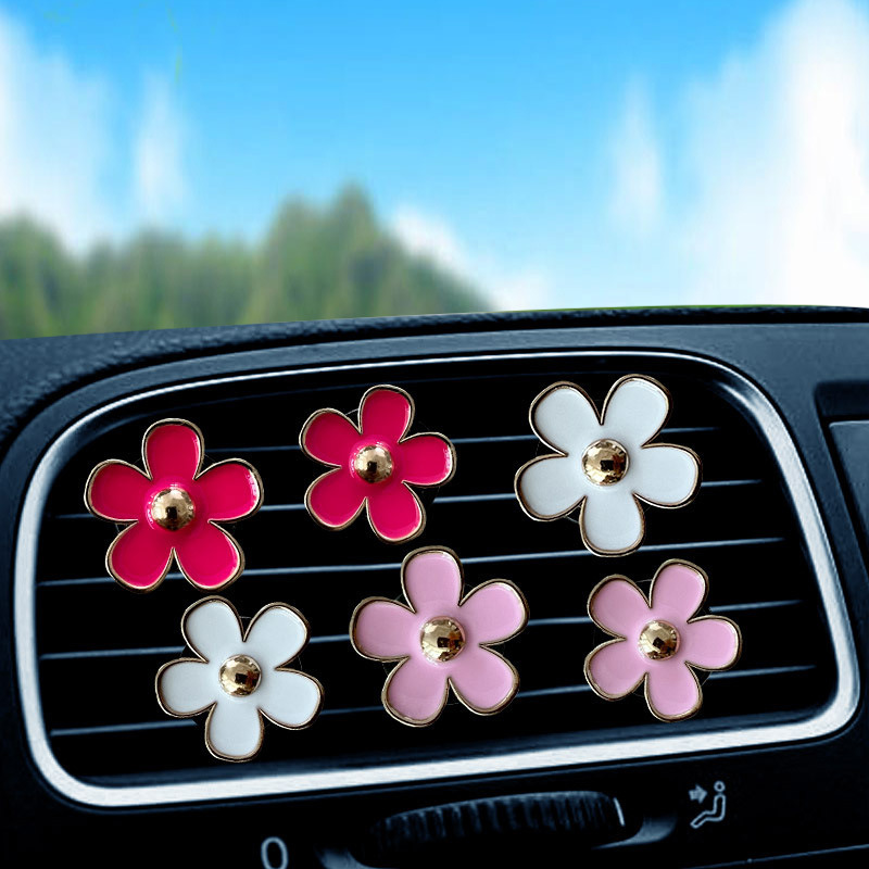 6er Set Daisy Flower Vent Clips, Auto Innendekoration, Blumen Auto Vent Clip, Damen Auto Dekoration Zubehör, Daisy Vent Clips Für Auto