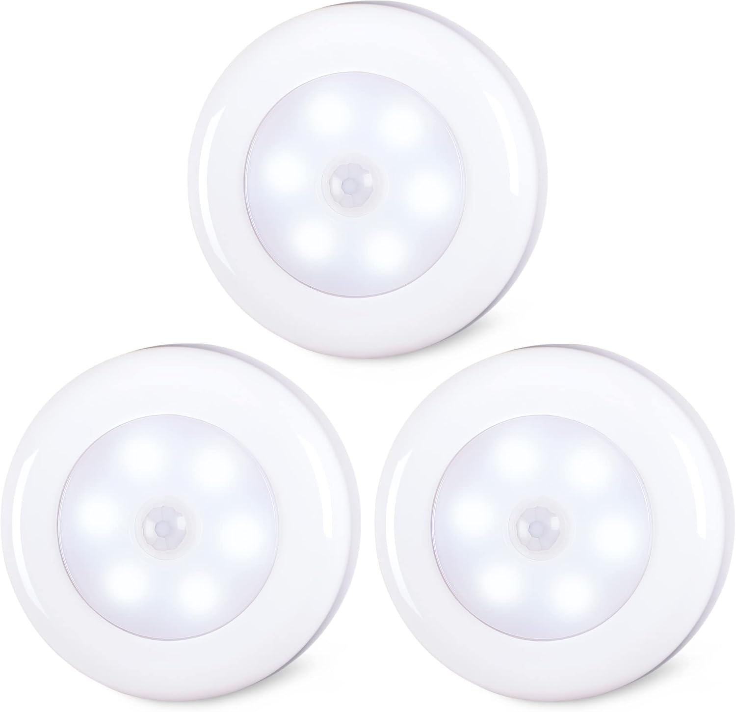 Bewegungsmelder-leuchten Für Den Innenbereich, Zum Aufkleben, Batteriebetrieben, Kabelloses Led-licht Für Schrank, Treppe, Schrank, Küche, Kaltweiß, 3er-pack