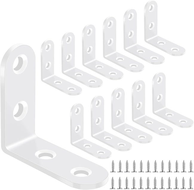 Set Mit 12 Rechtwinkligen Eckverbindern, 40 Mm X 40 Mm, L-förmig, Für Holzmöbel Und Schränke, Weiß
