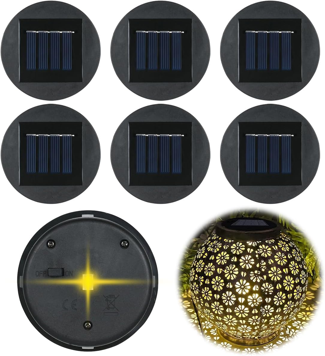 6 Stück Solarleuchten Ersatz - 8 Cm - Wasserdicht - Ersatz-solarpanel Für Solarlaterne, Für Solarlaterne Zur Gartendekoration Im Freien