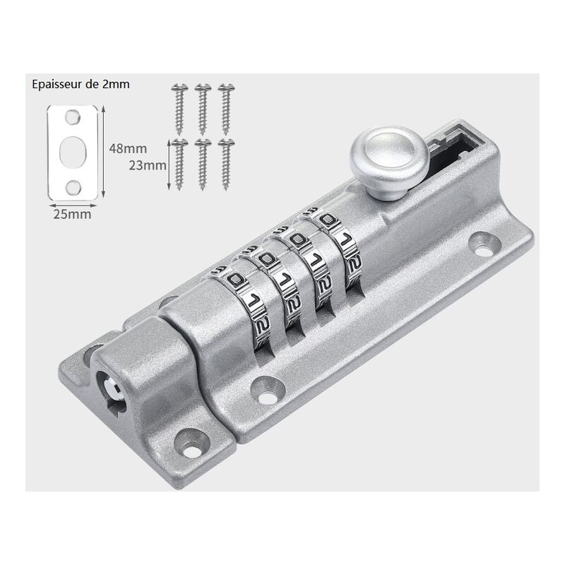 Codiertes Türschloss, 4 Umcodierbare Räder, Wasserabweisendes Torschloss, Schlüsselloses Zahlenschloss Mit Hochsicheren Einwegschrauben Für Schuppen/scheunen (silber)