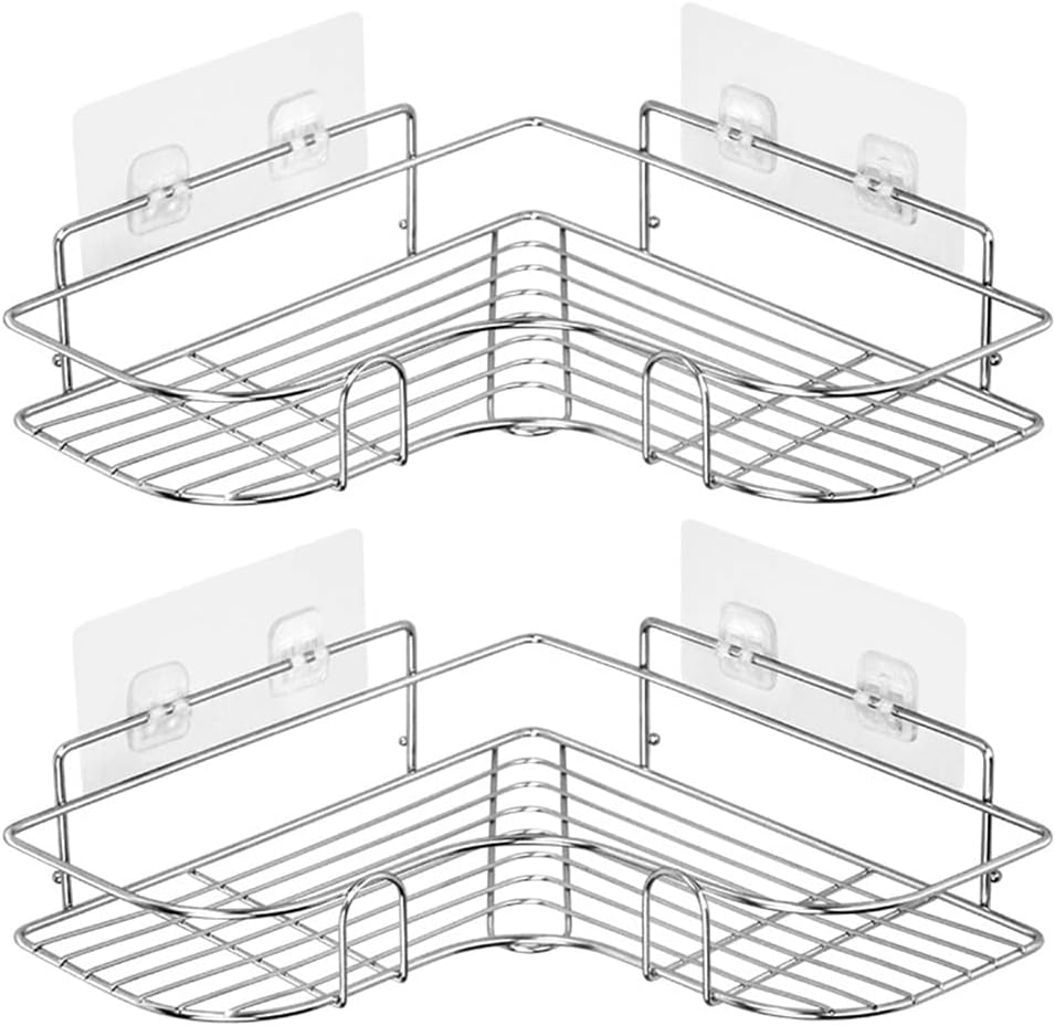 Eck-duschregal, Selbstklebendes Duschregal, Rostfreier Edelstahl Für Die Badezimmeraufbewahrung Und -organisation, Duschregal Ohne Bohren, 2er-pack (silber)