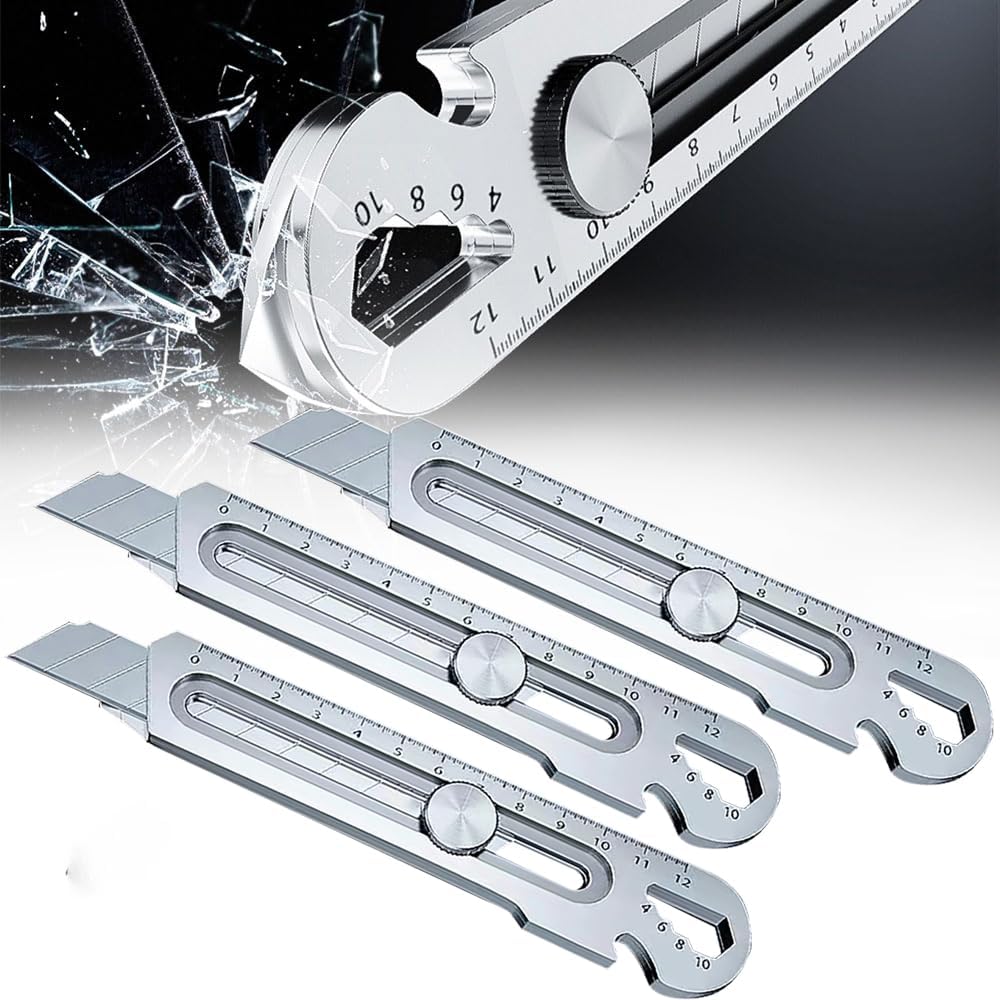 Professioneller Einziehbarer Cutter, 18 Mm Robustes Mehrzweck-allzweckmesser, Robustes Allzweckmesser Aus Edelstahl Für Zuhause, Schule, Büro (silber, 3 Stück)