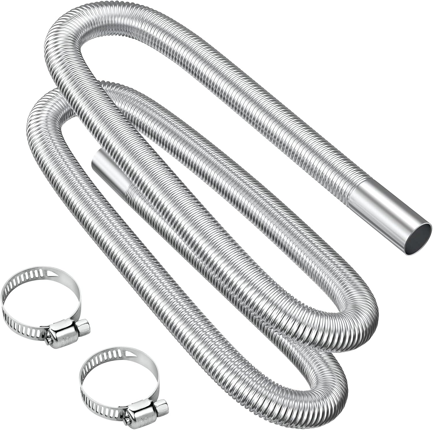 Abgasschlauch, 200 Cm Tragbarer Flexibler Abgasschlauch Aus Edelstahl Mit 2 Edelstahlklemmen, Autoauspuffrohr (25 Mm) Für Auto-dieselheizung