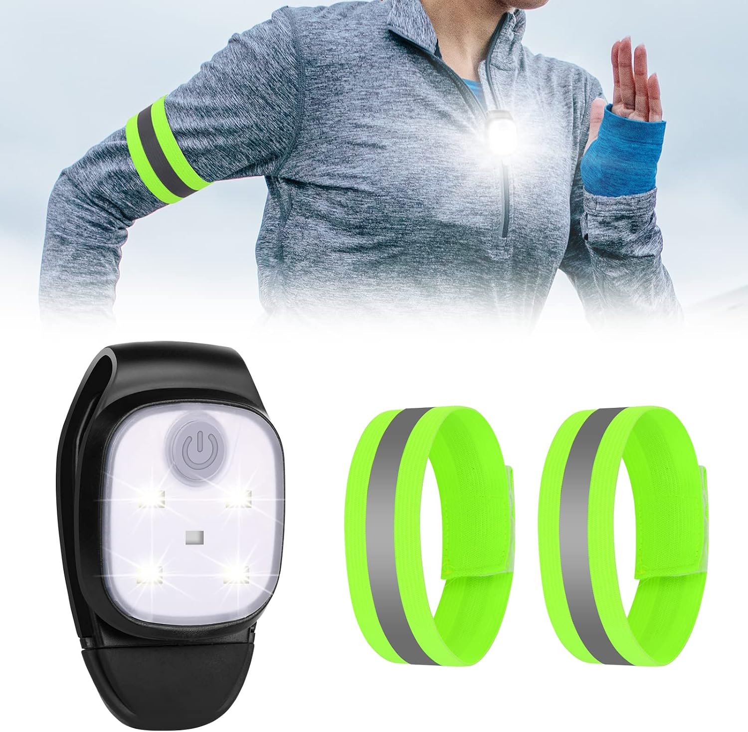 Ansteckbare Lauflichter, 4 Beleuchtungsmodi, Per Usb Wiederaufladbare Led-nachtlauflampe Für Den Außenbereich + 2 Reflektorstreifen, Sicherheits-led-scheinwerfer Für Spaziergänge Mit Dem Hund