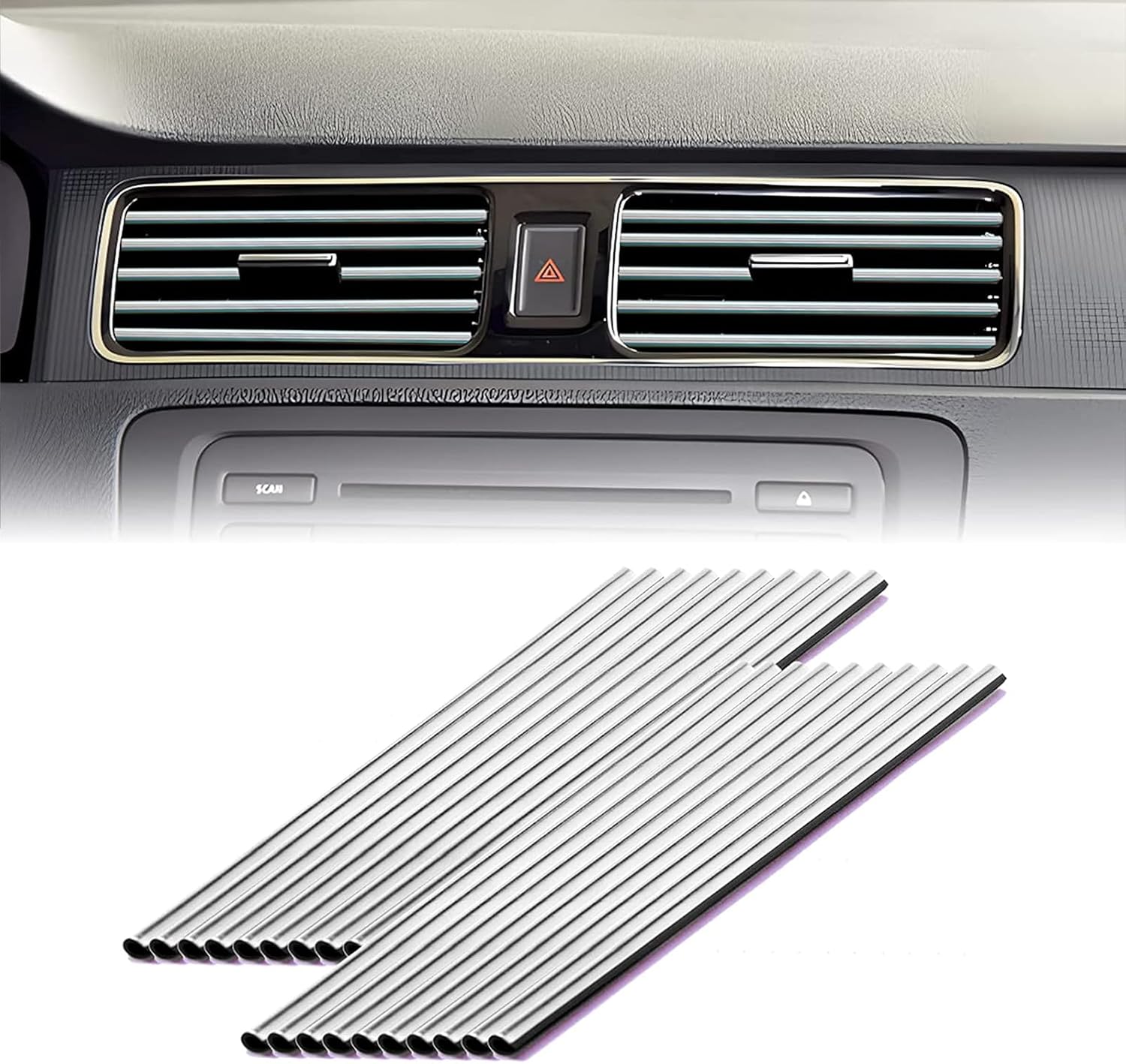 20 Stück Pvc-autoinnenausstattung, 20 Cm Gerade Autoinnenlüftungsöffnungen Für Alle Autoteilezubehörteile (silber)
