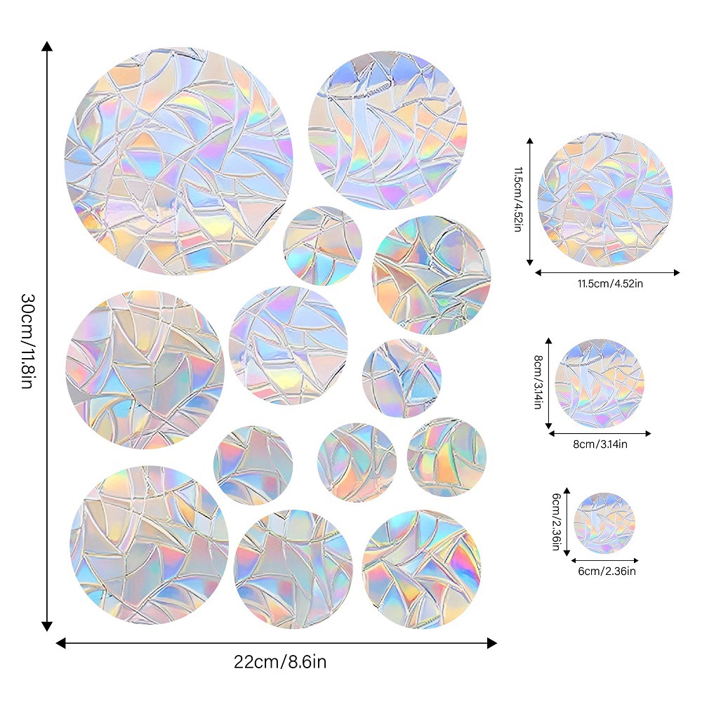 13er-pack Sonnenfänger-aufkleber, Kollisionssichere Regenbogen-fensteraufkleber, Sonnenfänger-fensteraufkleber, Kollisionssicherer Statischer Regenbogen, Regenbogenprismen-glasaufkleber, Nicht Klebend
