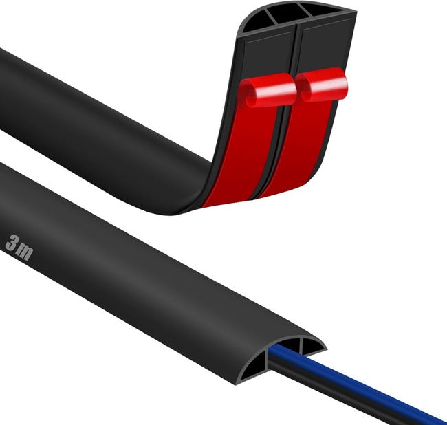 Selbstklebende Kabelkanal-bodenabdeckung, 3 M X 50 Mm, Flexibler Kabelschlauch, Schutz Für Elektrische Kabel, Schwarz