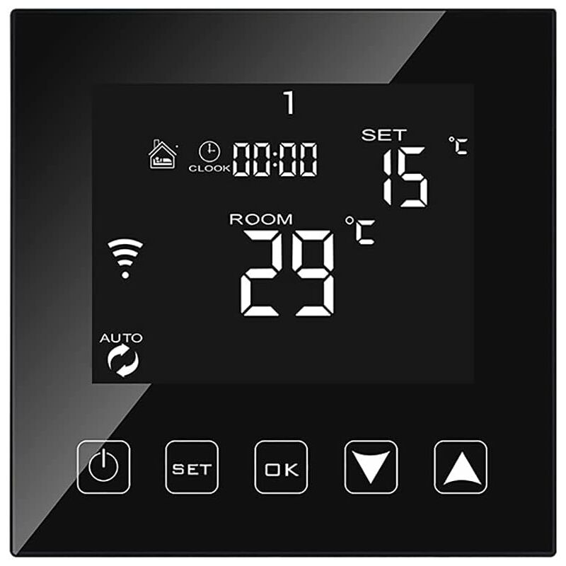 Intelligenter Wifi-verbundener Thermostat Für Gas-/wasserkessel, 3 A, Kabelgebunden, Alexa/google Home/tuya Smart Life App-kompatibel, Programmierbare Raumthermostate, Wandkessel, Schwarz