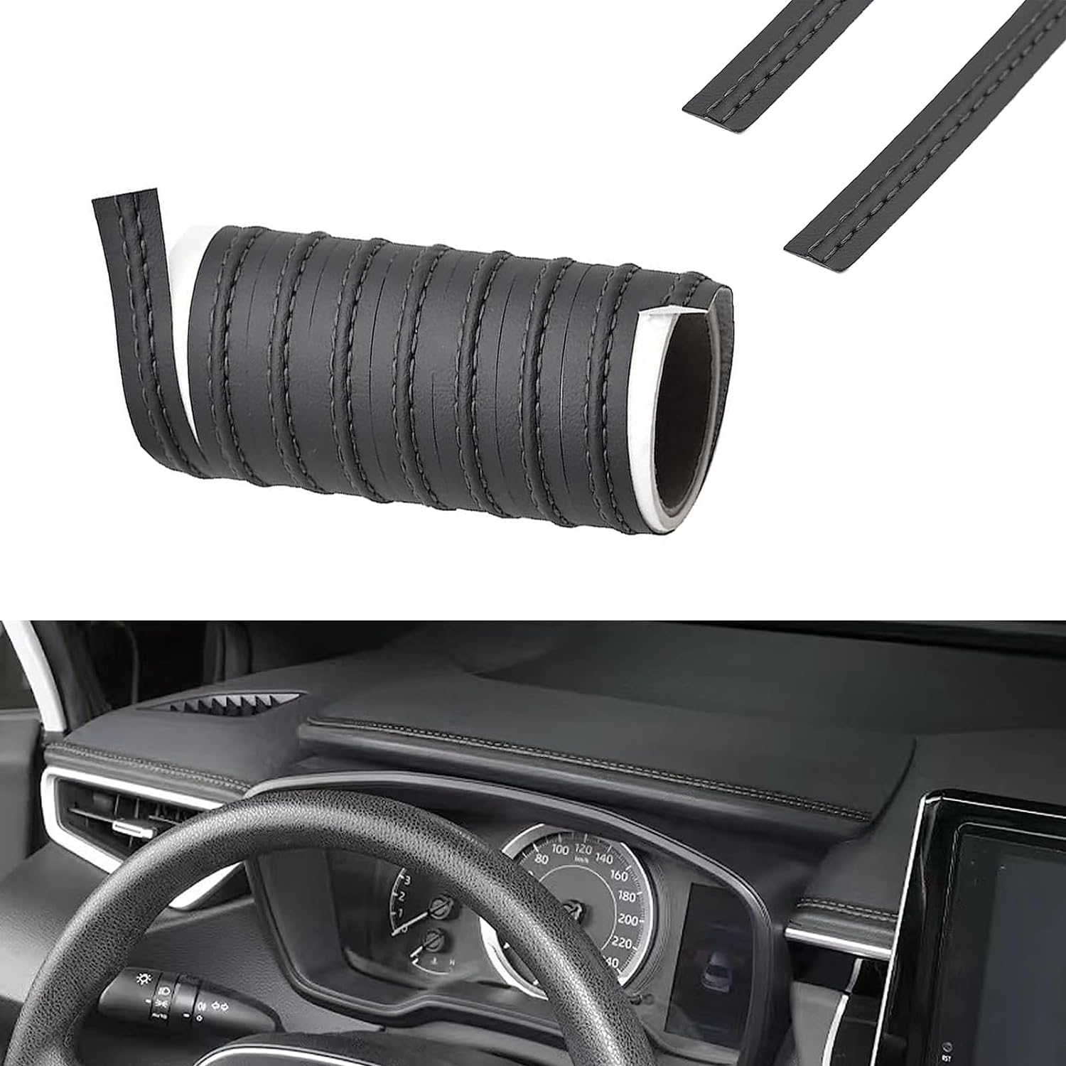 Auto-innenverkleidung, Fahrzeug-zierleiste, 2 M Zierleiste, Auto-dekoraufkleber, Dekorative Linie Für Universelles Auto-innenzubehör (schwarz)