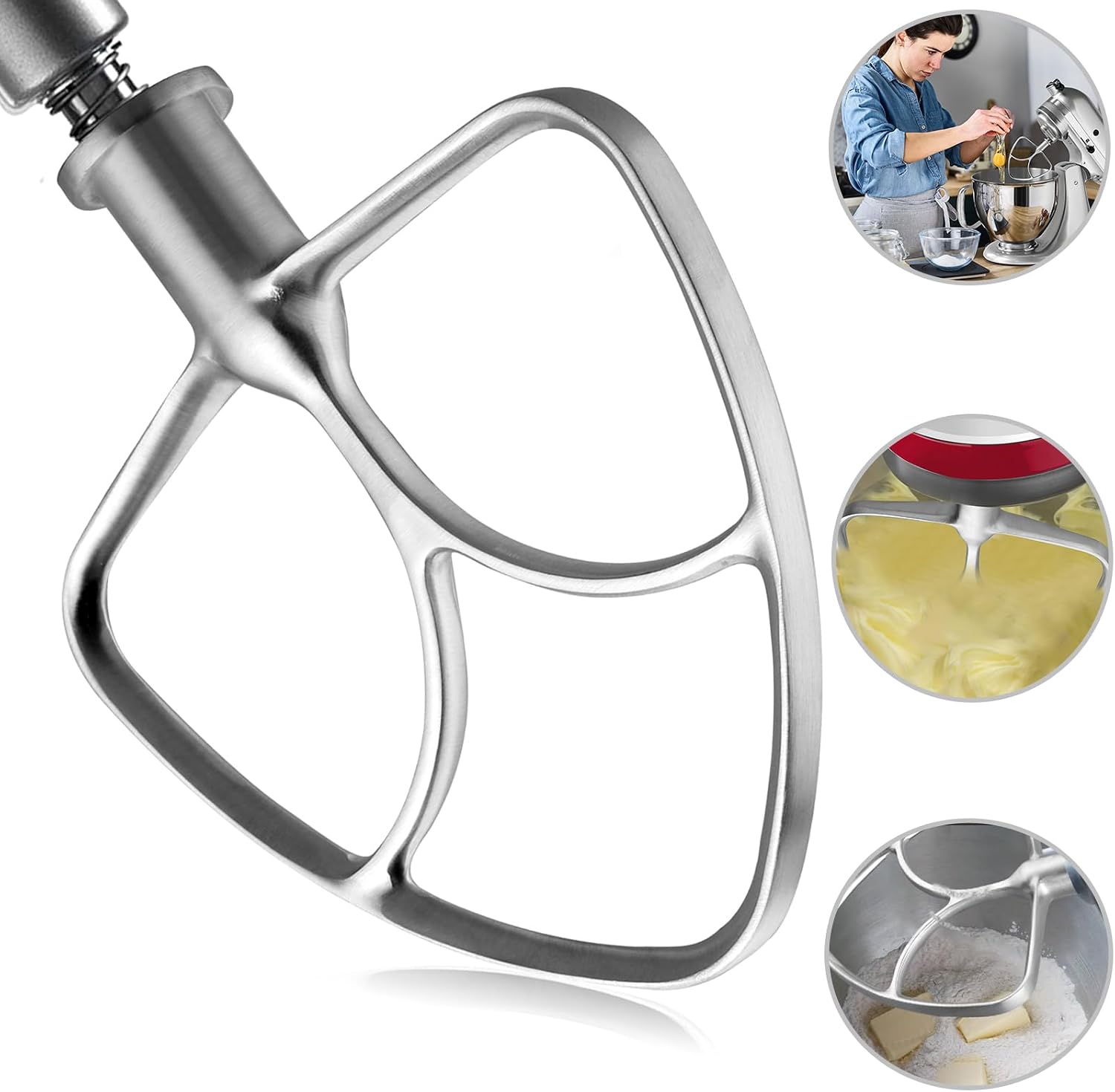 Flachrührer Aus Edelstahl, 4,5–5 Qt – Schneebesen Für Kitchenaid-küchenmaschine, Passend Für Hochleistungsmixer K45ss Ksm75 Und Spülmaschinenfest