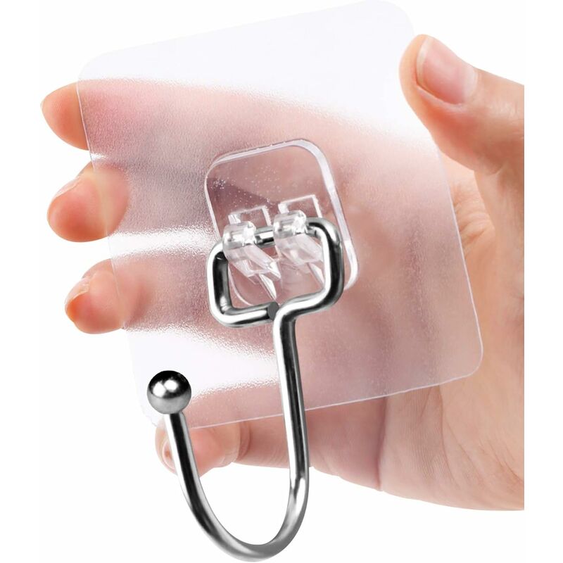 20 Stück Transparente Klebehaken – 44 Lb/ 20 Kg (maximale Tragfähigkeit) – Ultrastark, Unsichtbar, Für Schlafzimmer, Badezimmer, Küche, Wand, Tür, Kühlschrank