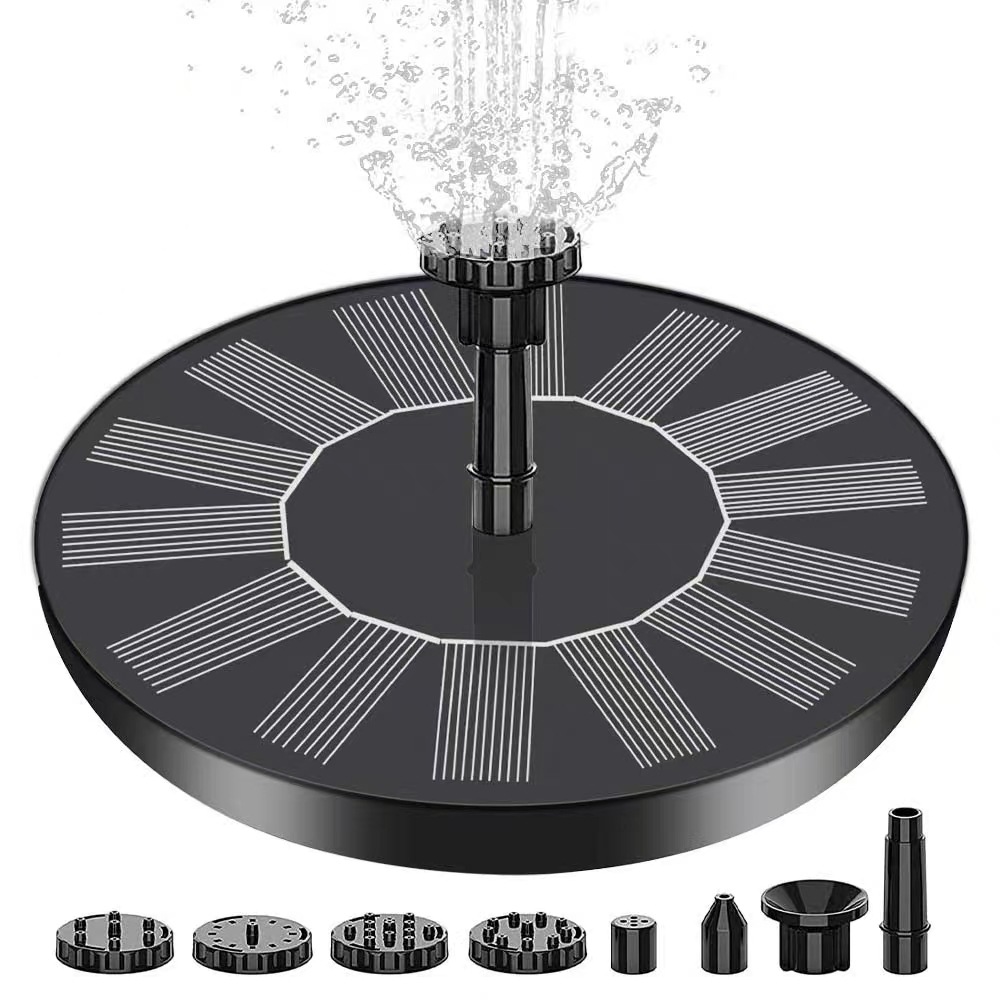 Solarbrunnen, Schwimmende Solar-teichpumpe Für Den Außenbereich Mit 6 Düsen Für Vogelbad, Aquarium, Gartenbrunnen (1,5 W)