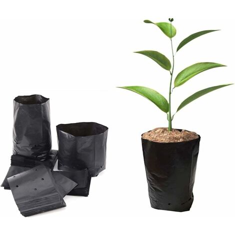100 Stück Pflanzbeutel Aus Verdicktem Kunststoff Für Obst, Blumen, Setzlinge, Pflanzbeutel Für Gartenpflanzen Mit Atmungsaktiven Löchern, 10 X 20 Cm (d X H)