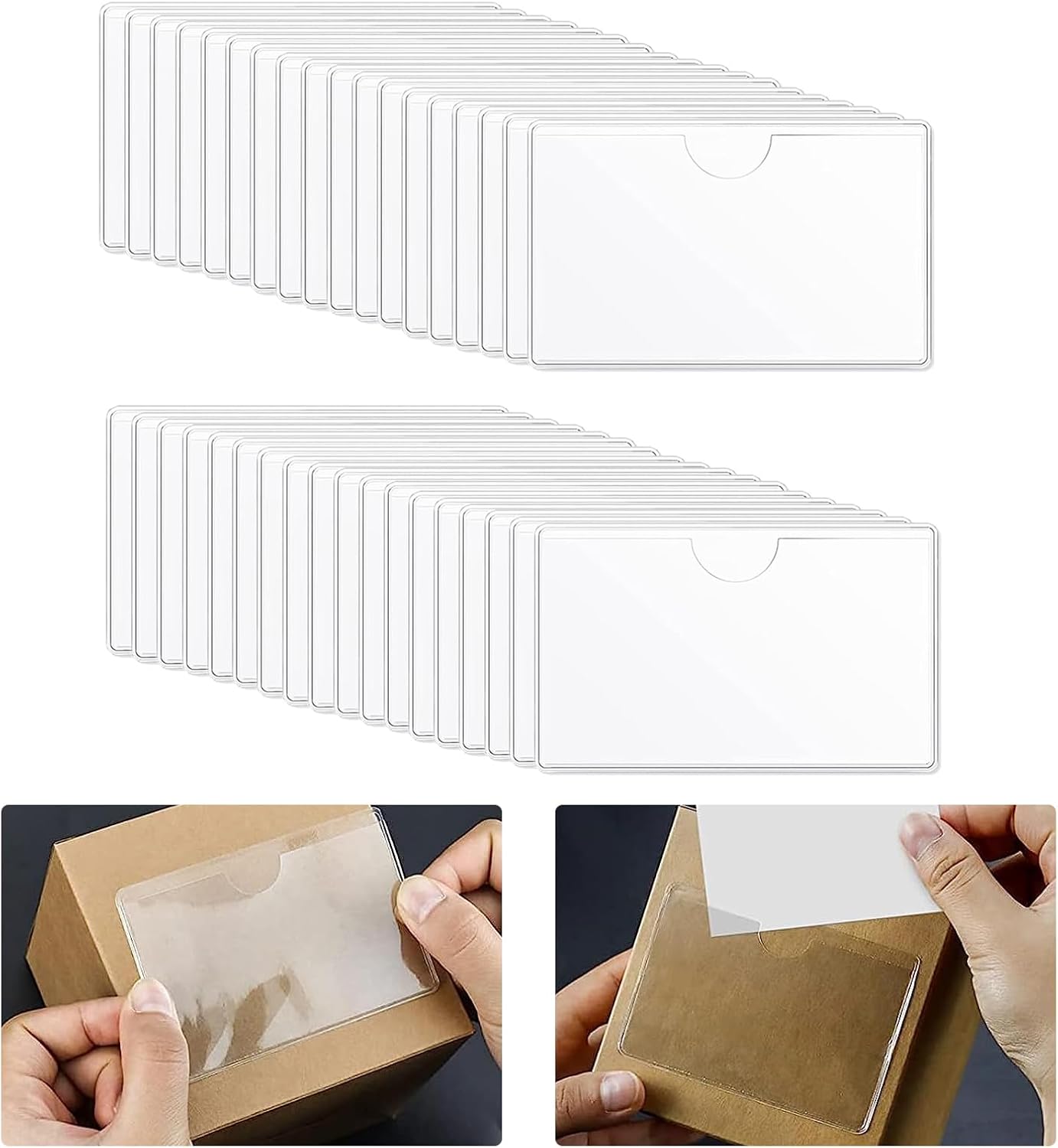 36 Stück Transparente Klebetaschen, Selbstklebende Etikettenhalter, Selbstklebende Kartentaschen, Transparenter Kunststoff, Selbstklebende Visitenkartenhalter, Selbstklebende Etikettenhalter, Etikette