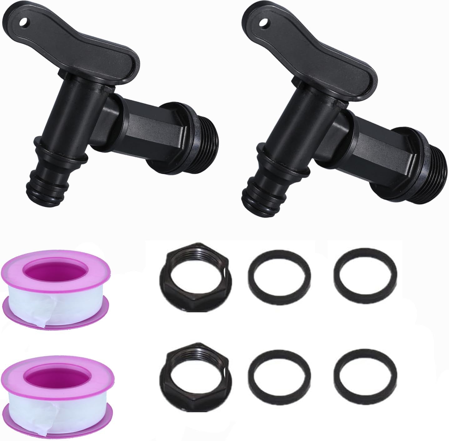 2-teiliger Kunststoff-tankhahn, 3/4-zoll-ibc-wasserspeicherbox-adapter, Regentankhahn, Kunststoff-ersatzhahn Mit Ptfe-band Für Regenwassersammler