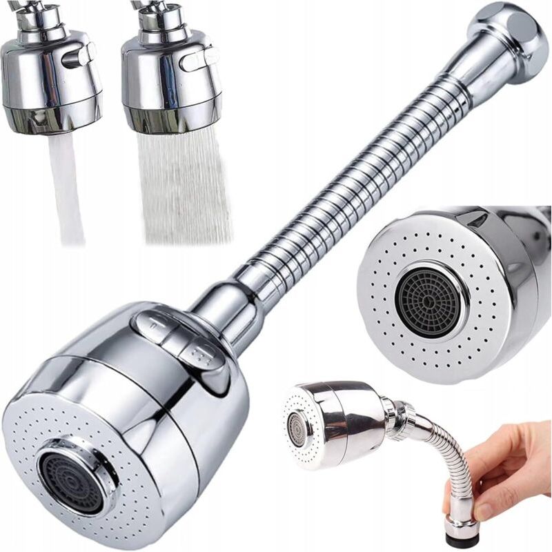 360° Flexibler Wasserhahnaufsatz – Luftsprudler Für Küchenarmaturen, Wassersparend, Drehbar, Spritzfrei, Geeignet Für Küchen- Und Badezimmerspülen