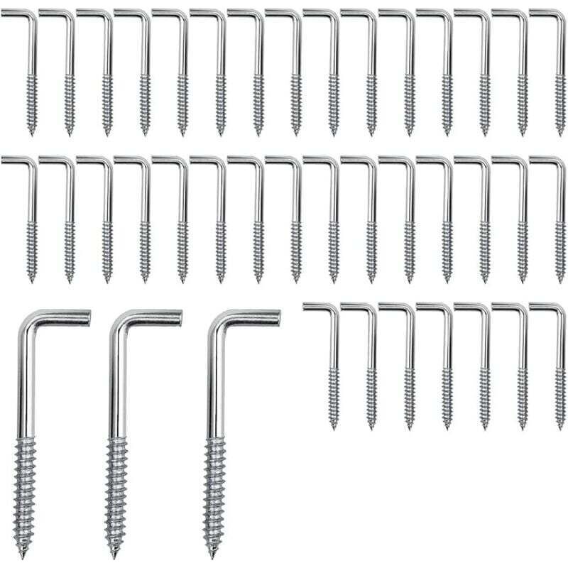 Packung Mit 40 Schraubhaken, Eckschrauben, L-haken, Schraubhaken, Kohlenstoffstahlschrauben Zum Aufhängen Von Pflanzen, Küchenutensilien, Windspielen, 40 X 15 Mm (m3,7).