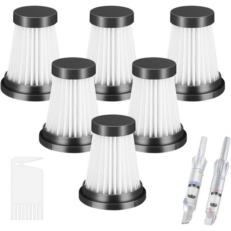 6er-pack Filter Für Moosoo K12, K12 Pro, K13 Akku-staubsauger, Für Genius Invictus One 1.0 X7, 2.0 Staubsauger Ersatzteile, Haushaltsreinigungsfilter