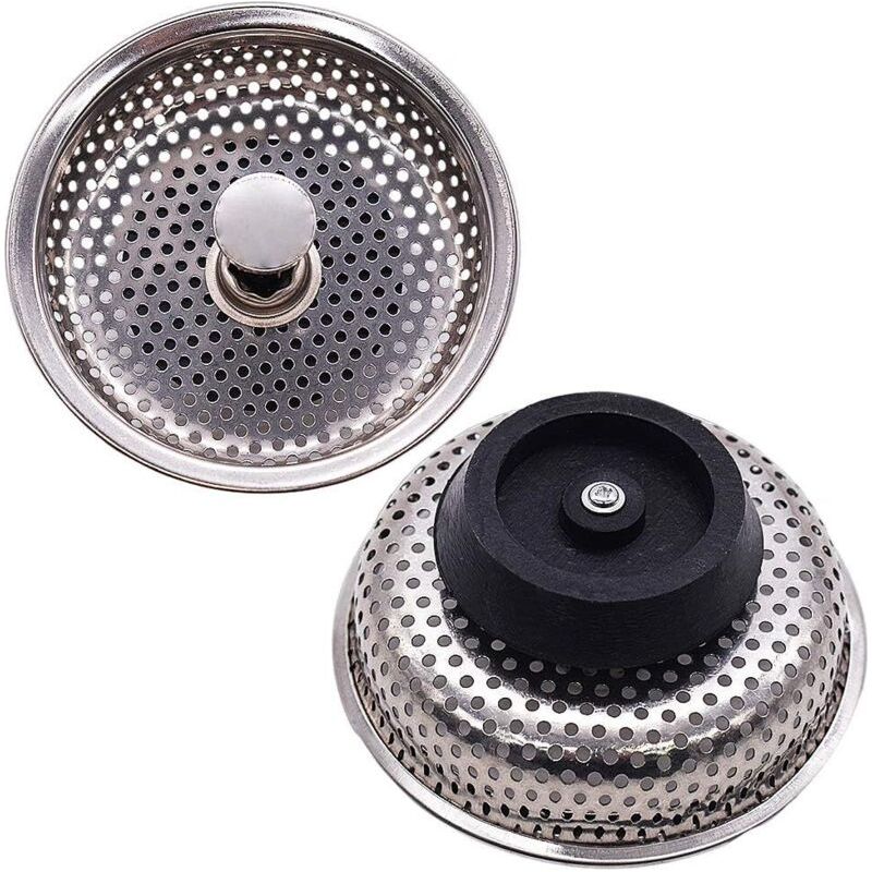 Set Mit 2 Edelstahl-spülbeckensieben Für Küchenspülen, 85 Mm Durchmesser