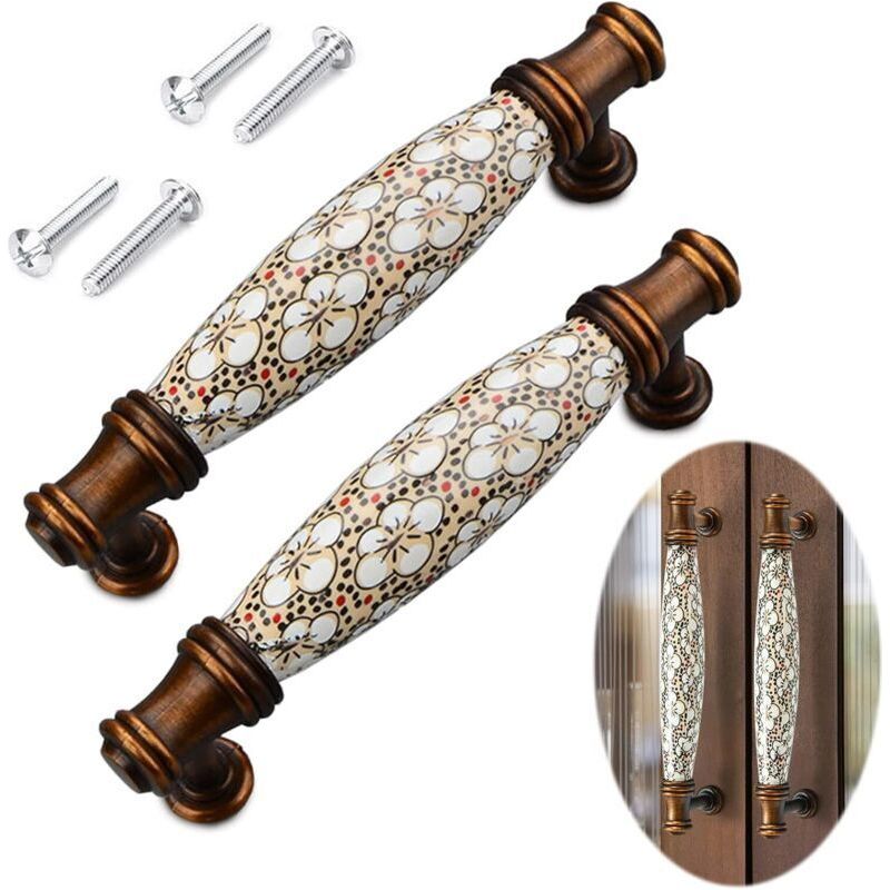 2 Stück 96 Mm Vintage-möbelgriffe Aus Keramik, Schubladengriffe, Zinklegierung, Mit Schraubenlochabstand