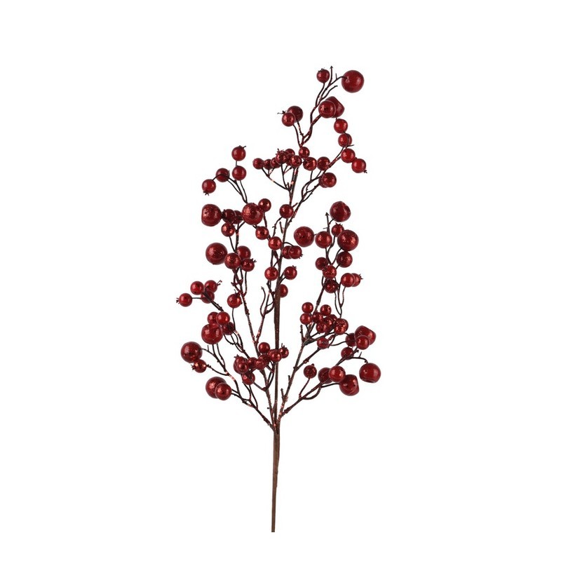 Dekorativer Zweig Mit Roten Glitterbeeren 16 × 5 × 68 Cm