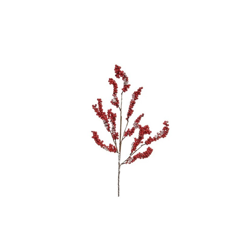 Dekorativer Zweig Mit Roten Glitterbeeren H75 Cm