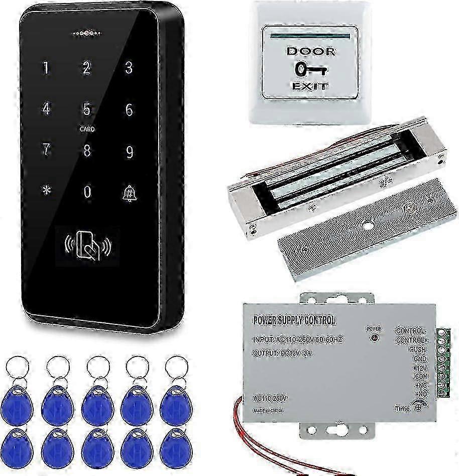 Wasserdichtes Rfid-türzugangskontrollsystem Mit Elektromagnetischem Schloss, 180 Kg/350 Lbs Sicherheitsset, 10 Schlüssel
