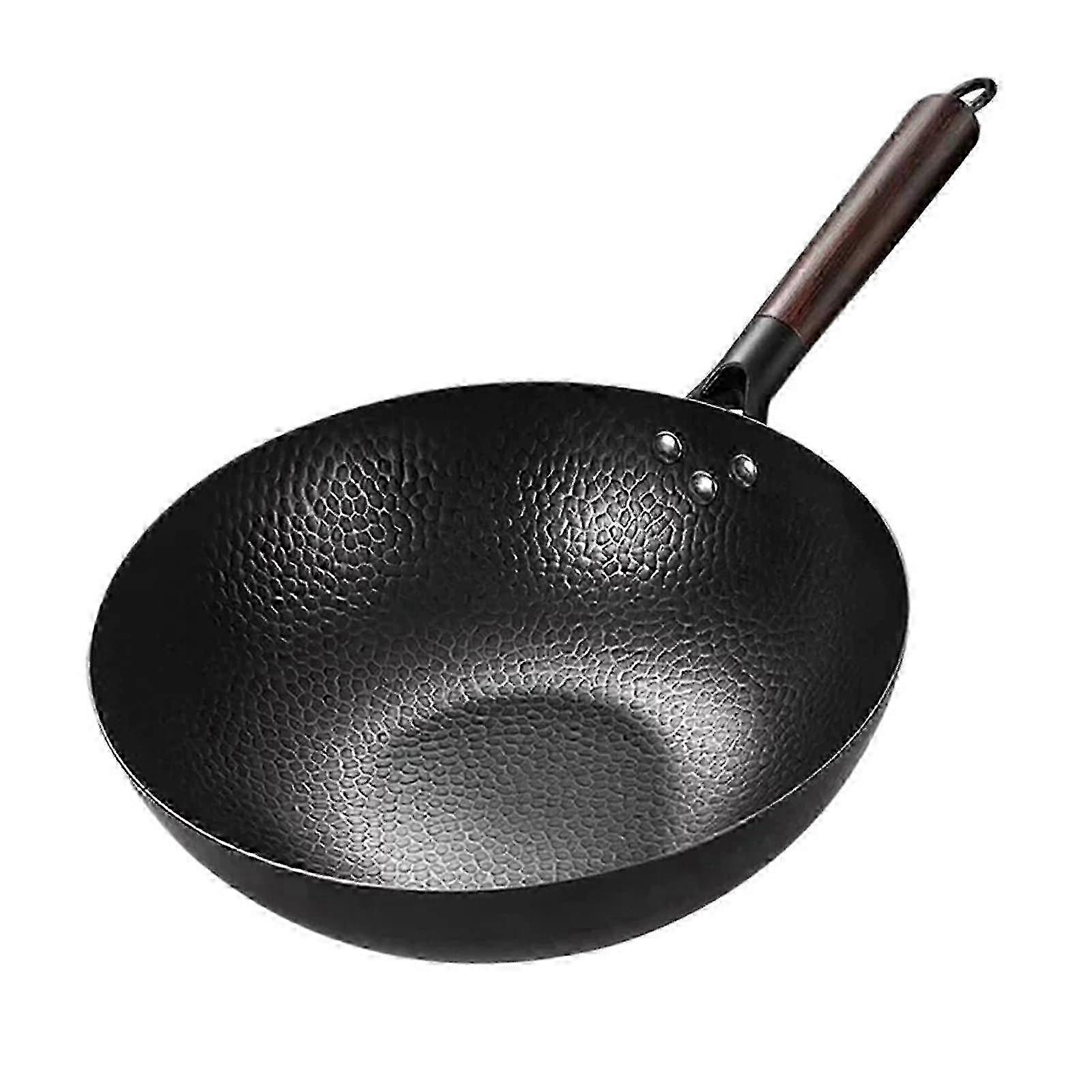 Traditioneller 12,5-zoll-wok Aus Kohlenstoffstahl Mit Antihaftbeschichtung, Ideal Zum Kochen Und Braten, Mit Deckel Für Alle Herdarten (nur Wok) 2025