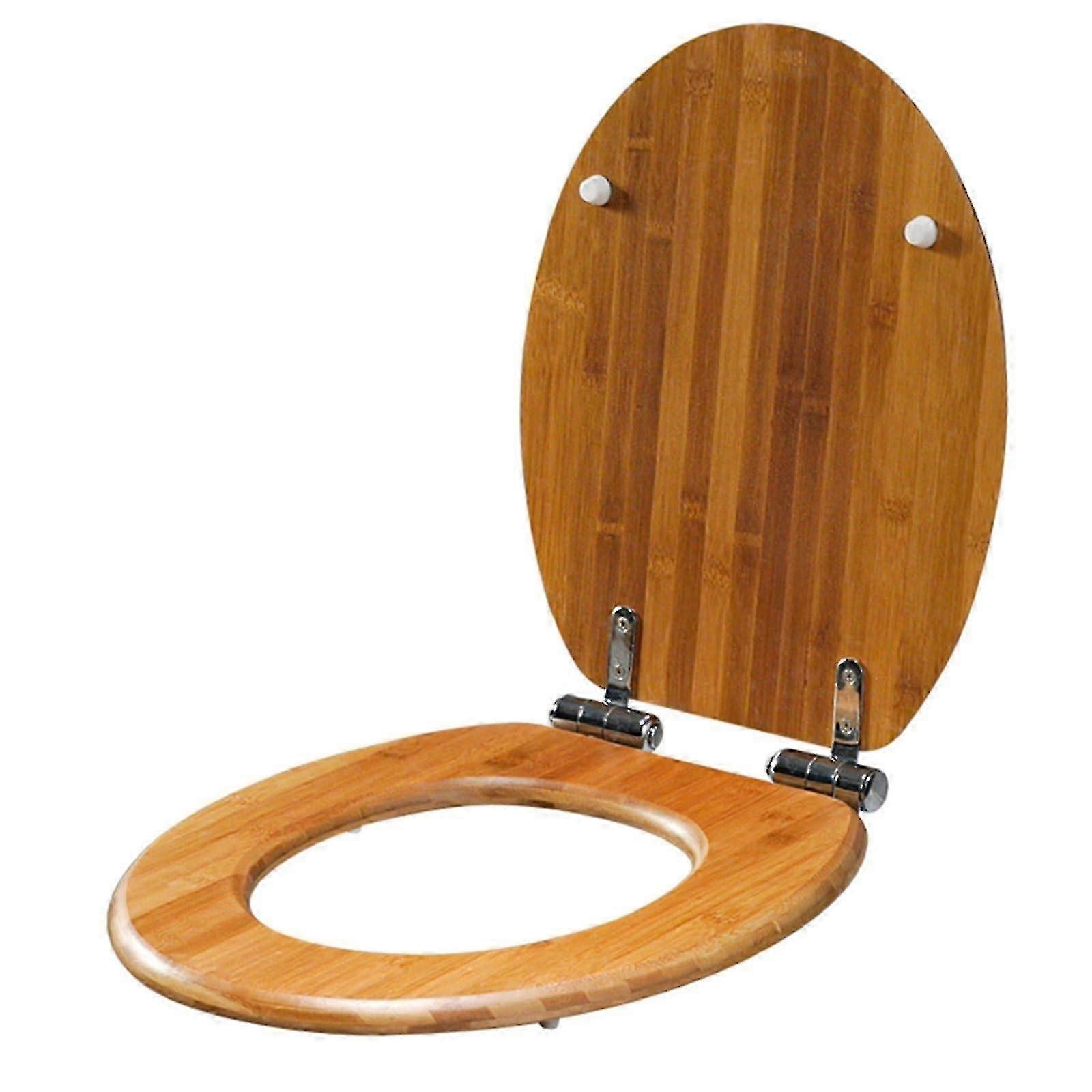Wc-sitz Aus Holz Mit Soft-close-funktion Und Schnellverschluss, Wc-deckel 42,5 X 37 Cm, Braun