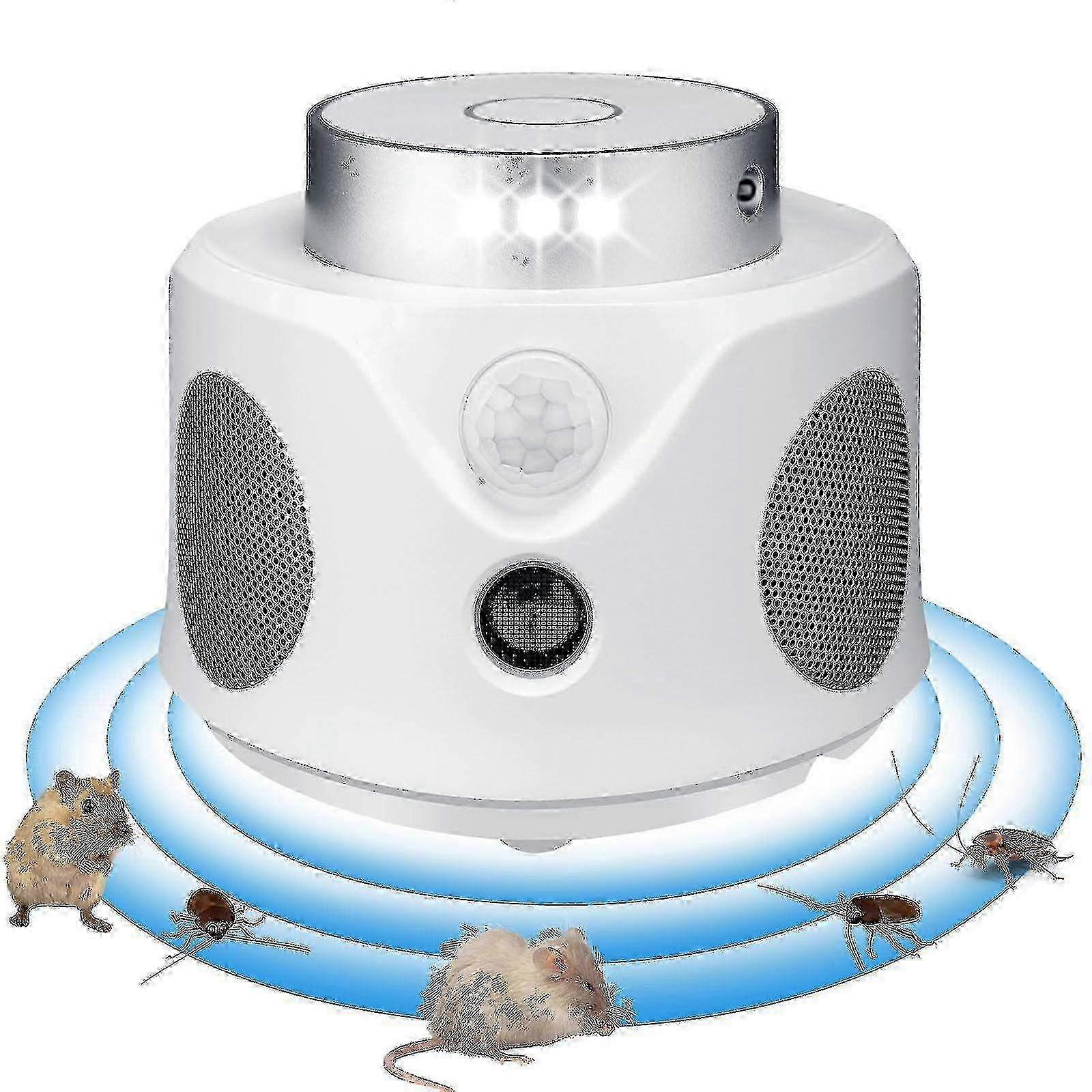 4-in-1-nagetierabwehrgerät Mit 360°-ultraschall, 9 Blitzlichtern Und Pir-technologie Zur Abwehr Von Mäusen, Eichhörnchen, Fledermäusen Und Spinnen (edition C)