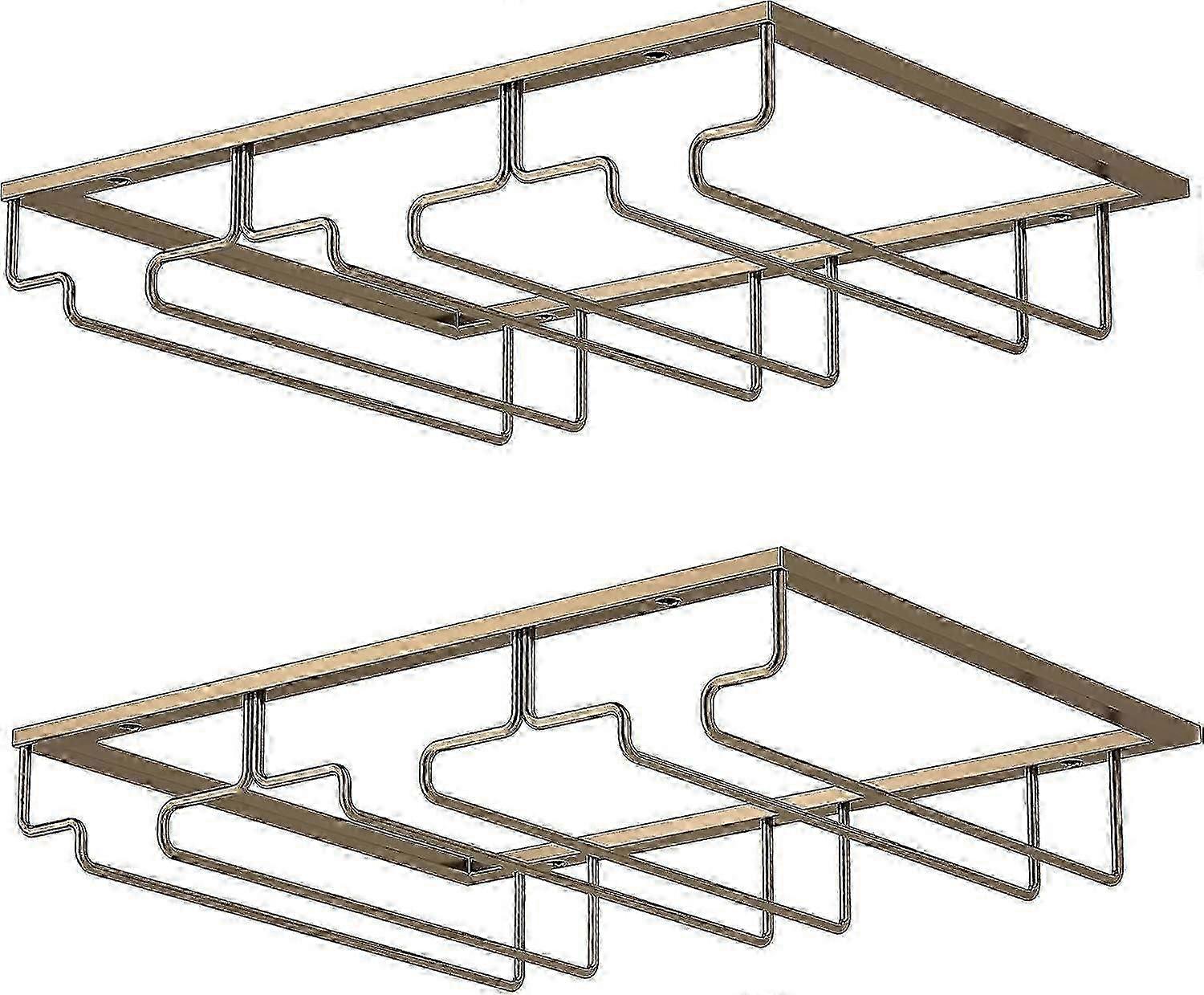 Weinglasregal – Unterbau-weinglashalter, Stielglasaufbewahrung, Metall-organizer Für Bar Und Küche, Schwarz Gold 3 Reihen, 1 Packung