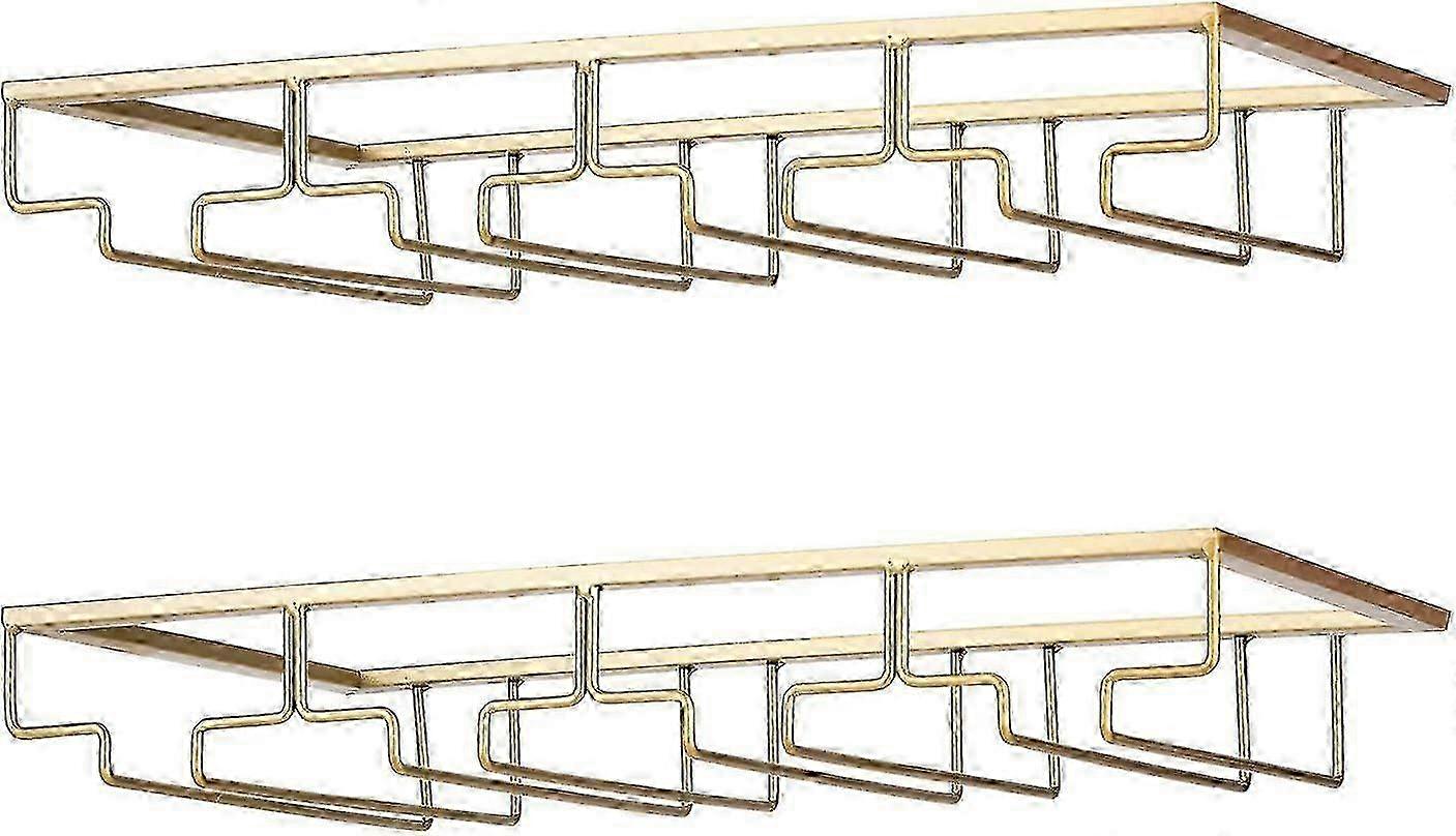 Weinglasregal – Unterbau-weinglashalter, Stielglasaufbewahrung, Metall-organizer Für Bar Und Küche, Schwarz Gold 4 Reihen, 2 Pakete