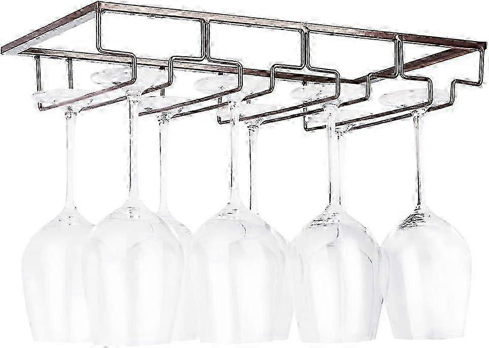 Weinglasregal – Unterbau-weinglashalter, Stielglasaufbewahrung, Metall-organizer Für Bar Und Küche, Schwarz Braun 4 Reihen, 2 Pakete