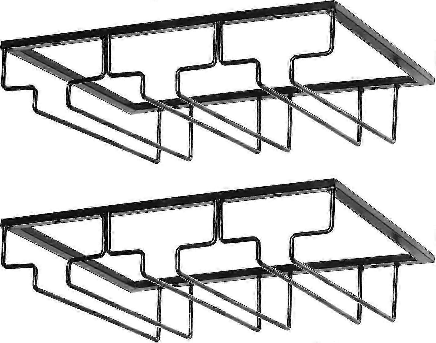Weinglasregal – Unterbau-weinglashalter, Stielglasaufbewahrung, Metall-organizer Für Bar Und Küche, Schwarz Schwarz 3 Reihen, 2 Pakete