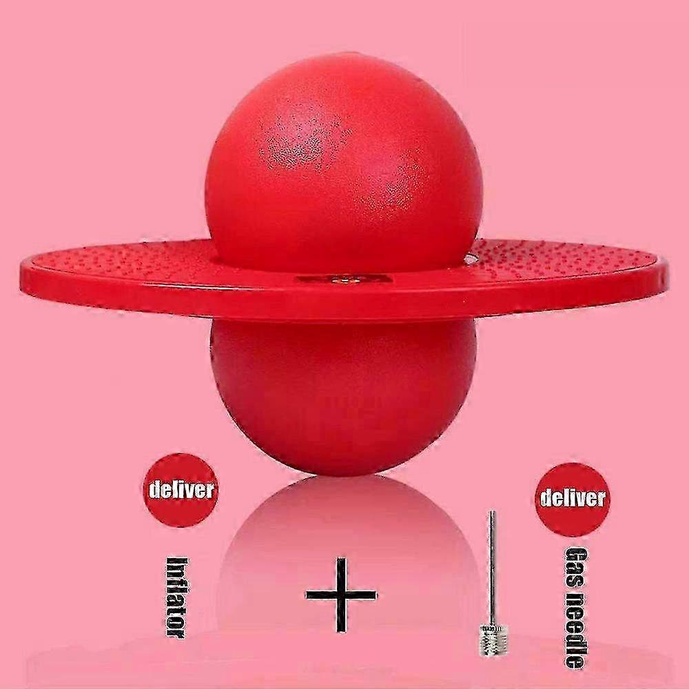 Pogo-ball Mit Griff Und Pumpe – Hüpfspielzeug Für Kinder Und Erwachsene, Max. Belastbarkeit 100 Kg, Inklusive Luftpumpe Zum Einfachen Aufpumpen Rot Runden