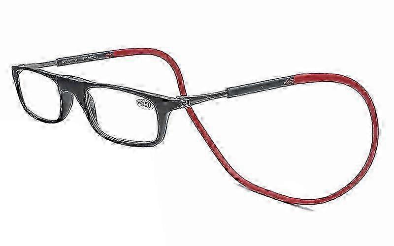 Hochwertige Clic Magnet-lesebrille, Unisex, Weiches, Faltbares Band, Computerlesebrilleml Rot 2,0-fache Vergrößerung
