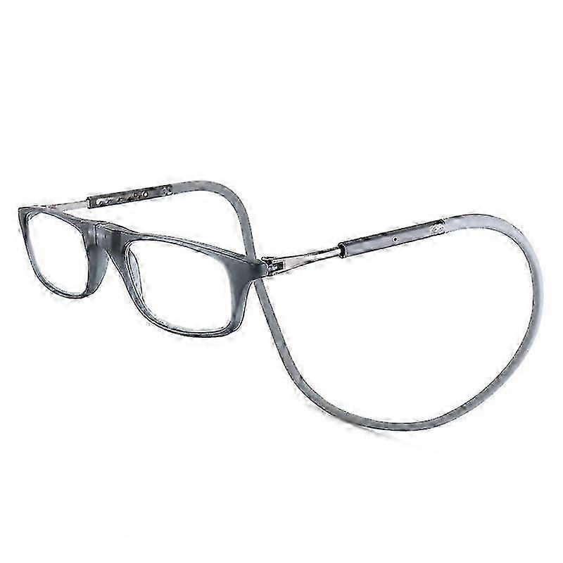Hochwertige Clic Magnet-lesebrille, Unisex, Weiches, Faltbares Band, Computerlesebrilleml Grau 1,25-fache Vergrößerung