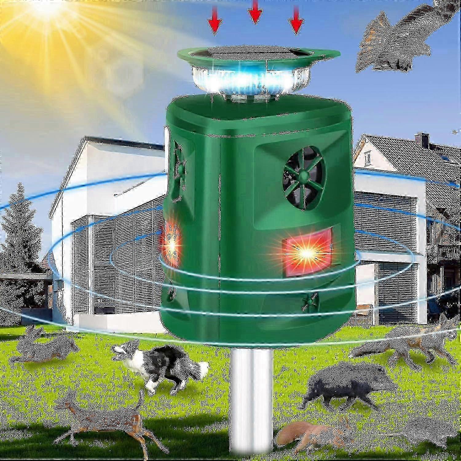 Katzenabwehrgerät Für Den Außenbereich, 360°-solar-ultraschall-tierabwehrgerät Mit Bewegungssensor Und Led-blinklicht, Katzenscheuche Mit 5 Einstellbaren Modi, Wasserdicht