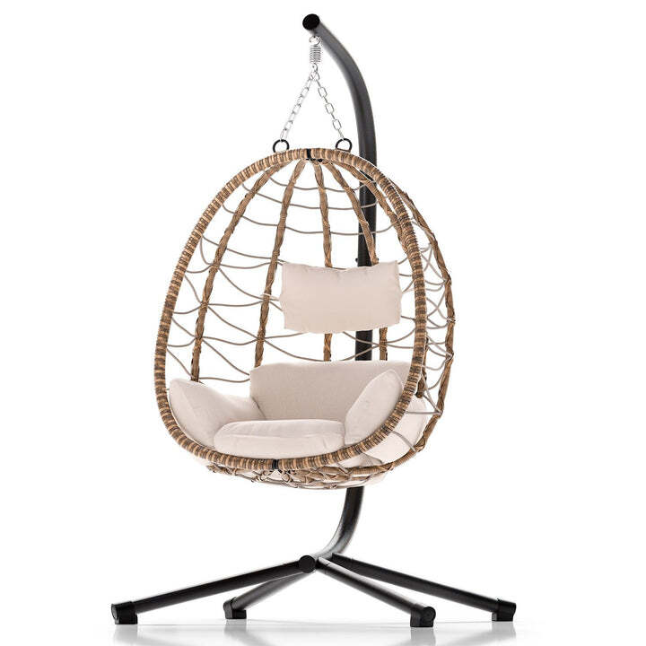 [gebraucht] B-ware Korbhängesessel Aria Hängesessel Relaxsessel Mit Gestell Kissen Aufhängung Beige