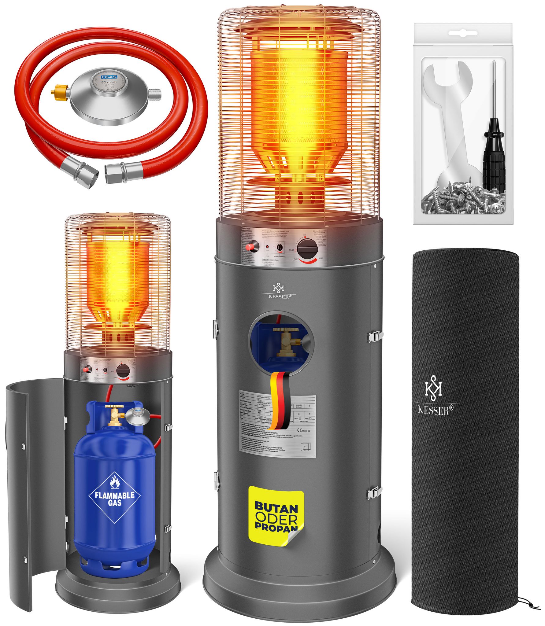 Kesser® Gas-heizstrahler Ke12 Für Die Terrasse, 10 Kw - Anthrazit