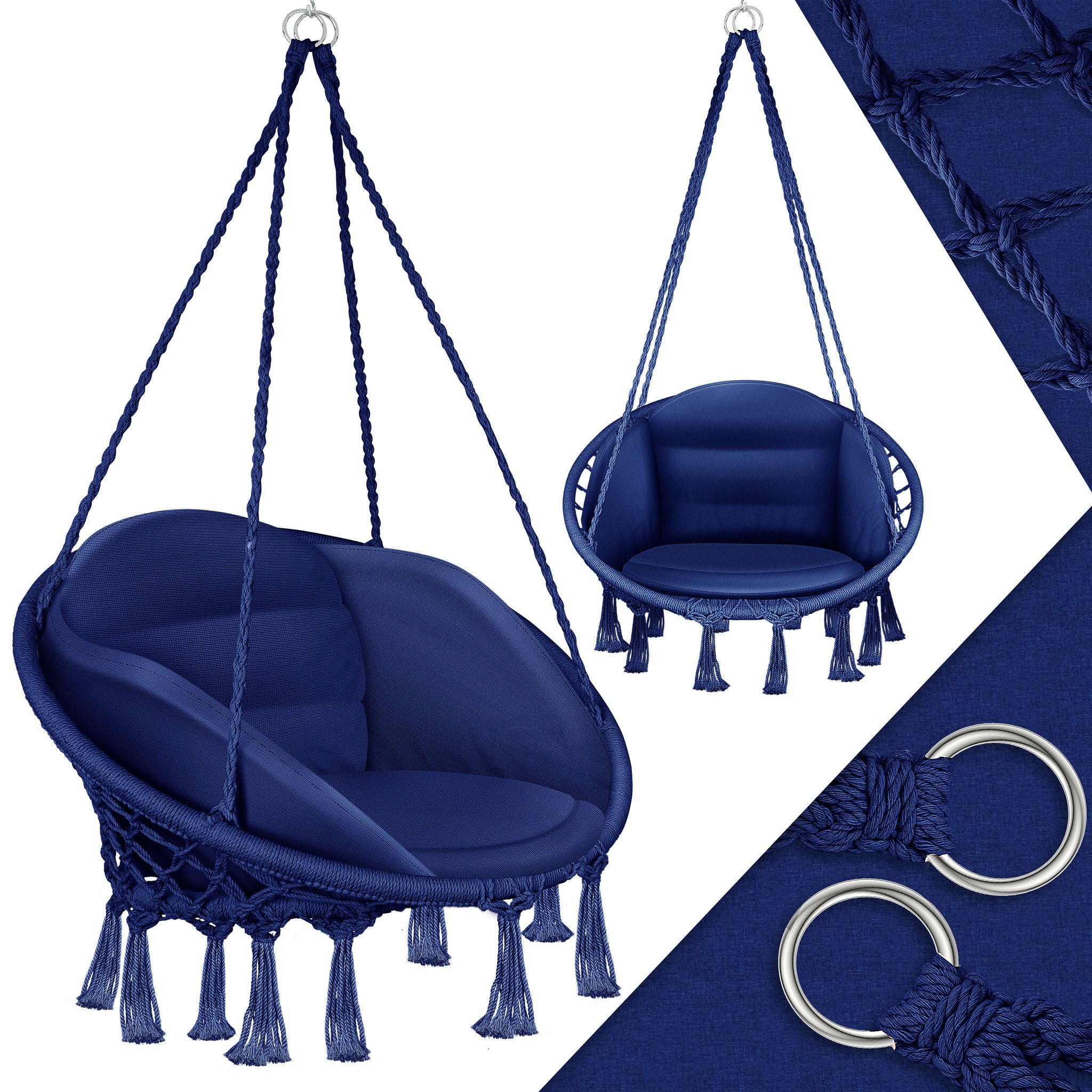 Kesser® Hängesessel Chill Mit Kissen, Bis 150 Kg - Navyblau