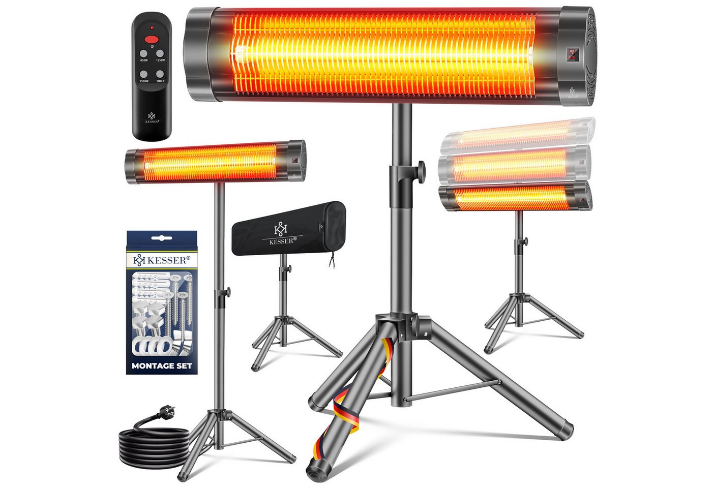Kesser® Infrarot-terrassenstrahler 2500 W, Höhenverstellbar - 2500w, Anthrazit