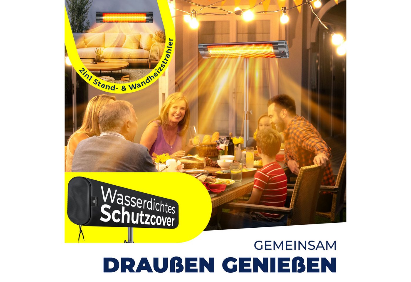 Kesser® Infrarot-terrassenstrahler 2500 W, Höhenverstellbar - 2500w, Anthrazit Bild 2