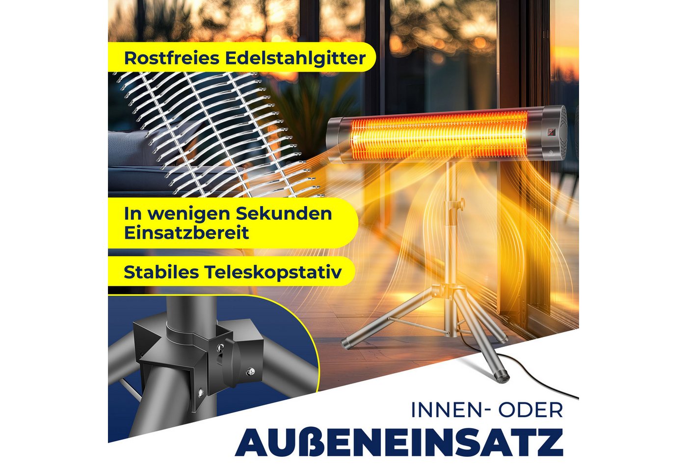 Kesser® Infrarot-terrassenstrahler 2500 W, Höhenverstellbar - 2500w, Anthrazit Bild 4
