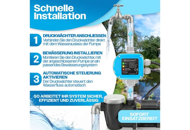 Kesser® Druckschalter Für Pumpensteuerung, Gartenbewässerung - Blau, 2,2 Kw