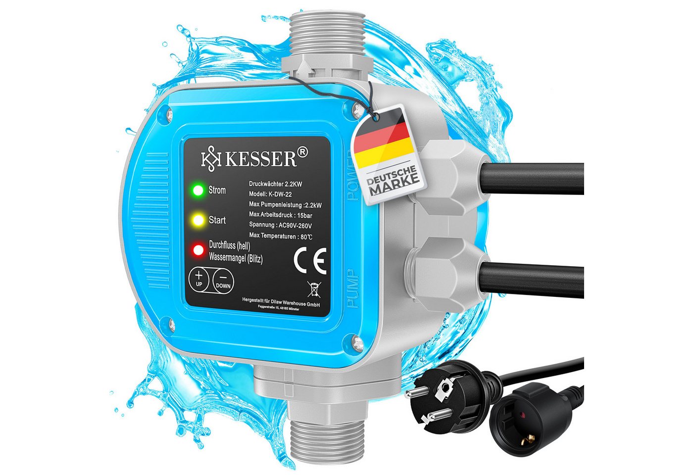 Kesser® Druckschalter Für Pumpensteuerung, Gartenbewässerung - Blau, 2,2 Kw Bild 5