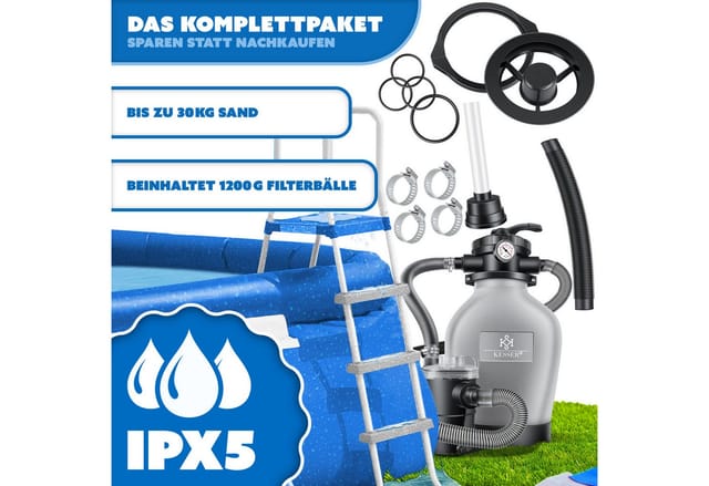 Kesser® Sandfilteranlage Mit Pumpe, 600 W, 13.200 L/h, 7-wege-ventil - Grau