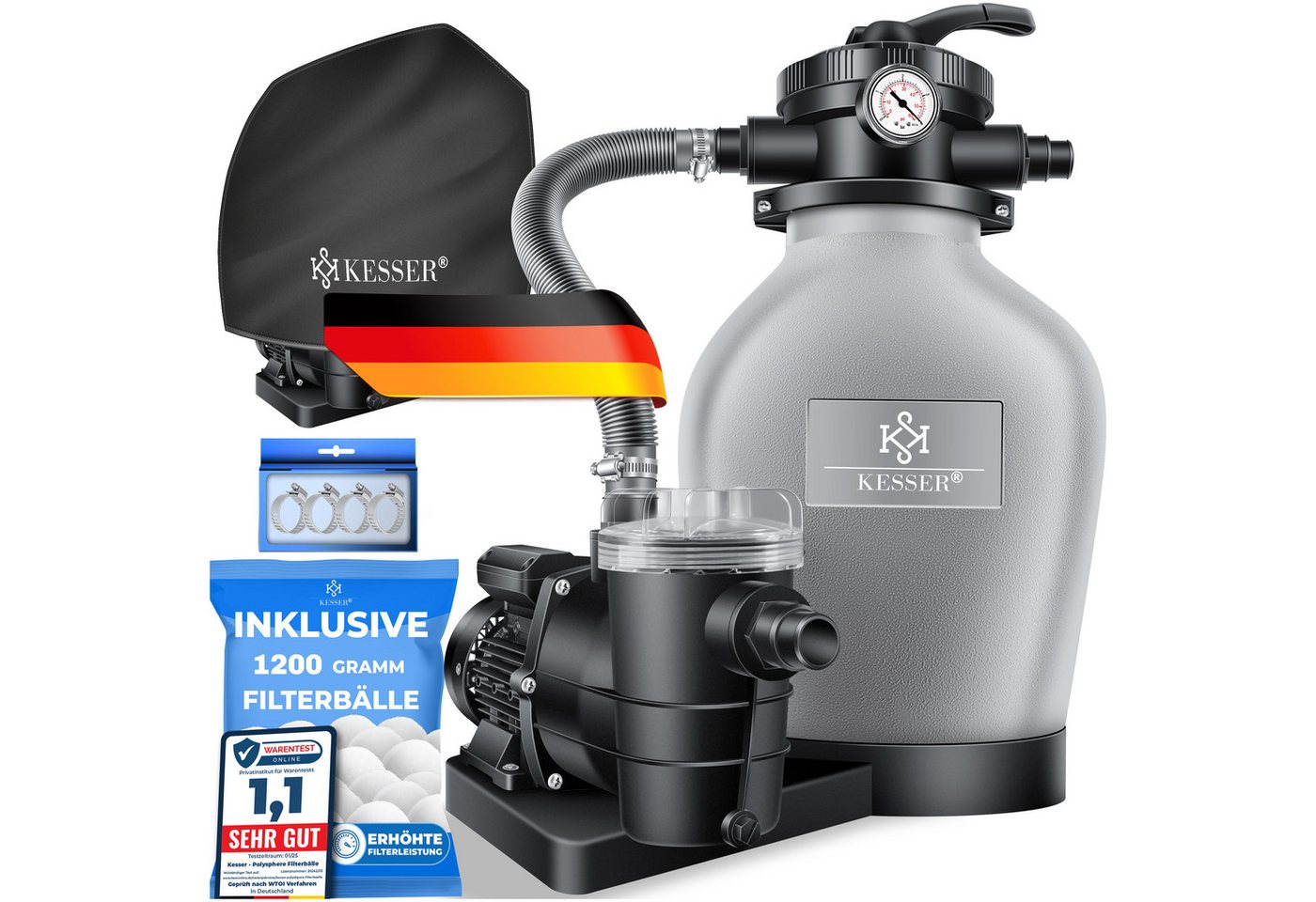 Kesser® Sandfilteranlage Mit Pumpe, 600 W, 13.200 L/h, 7-wege-ventil - Grau Bild 5